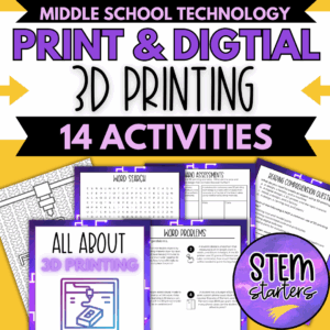 3D Printing Activities Workbook for sub plans and fast finishers mazes puzzles