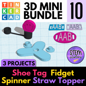 3D Printing Mini Bundle 10: Straw Topper, Shoe Tag, and Fidget Spinner Tinkercad