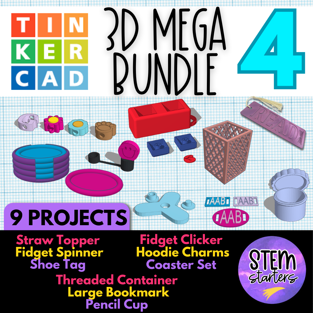 3D Printing Tinkercad MEGA Bundle FOUR | 9-week curriculum